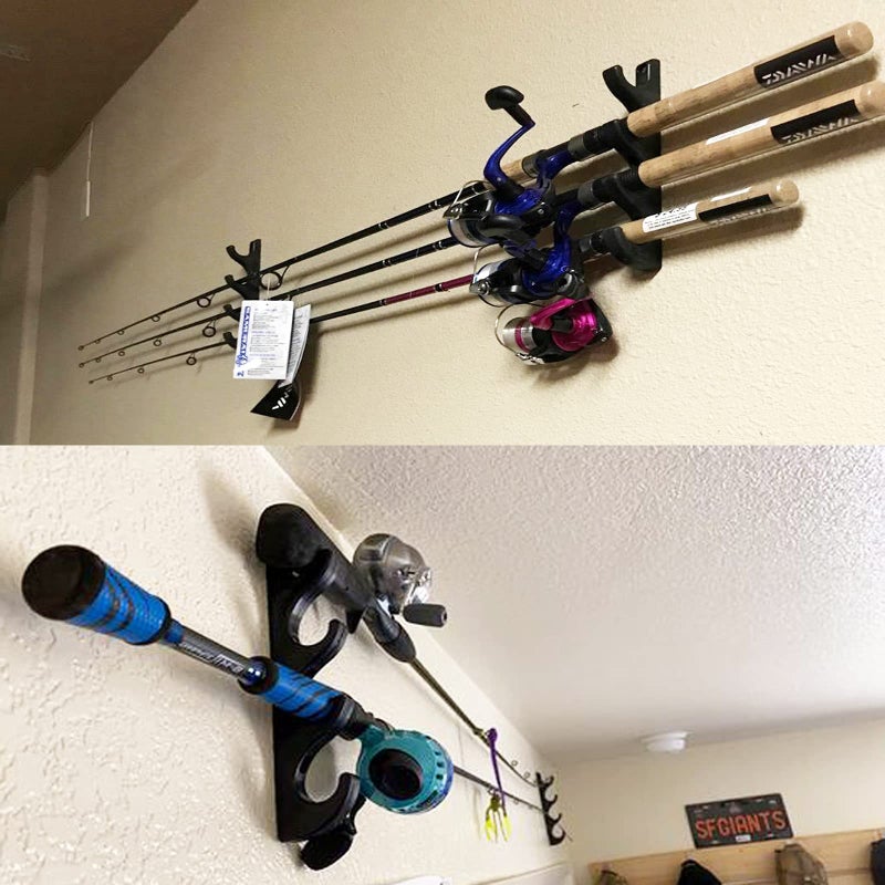 AUXPhome Horizontal Fishing Rod Rack, Plastic, 1-1/8 Inch Aperture, Holds 4 Rods, Easy Assembly, Save Space - Image 3